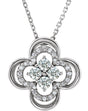 Platinum Round Natural Diamond Clover Necklace or Pendant – 1/3 CTW