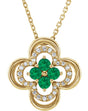 14K Gold Round Natural Emerald Clover Necklace or Pendant – 0.08 CTW - Yellow Gold