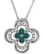 Platinum Round Natural Alexandrite Clover Necklace or Pendant – 0.08 CTW