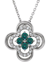 Platinum Round Lab-Grown Alexandrite Clover Necklace or Pendant