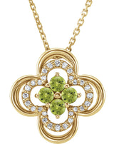 14K Gold Round Natural Peridot Clover Necklace or Pendant – 0.08 CTW - Yellow Gold
