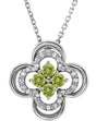 14K Gold Round Natural Peridot Clover Necklace or Pendant – 0.08 CTW - White Gold