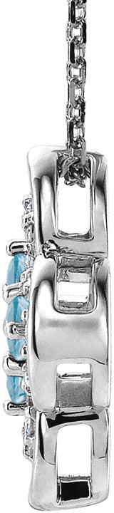 14K Gold Round Natural Aquamarine Clover Necklace or Pendant – 0.08 CTW - White Gold - view 2