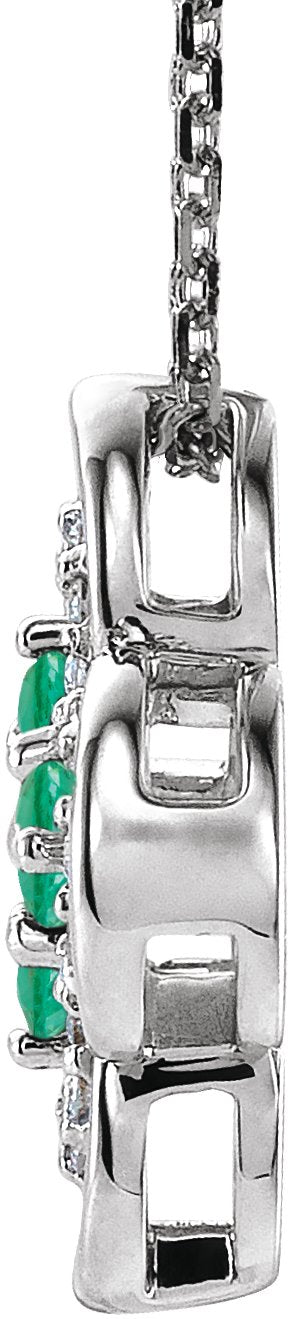 Platinum Round Natural Emerald Clover Necklace or Pendant – 0.08 CTW - view 2