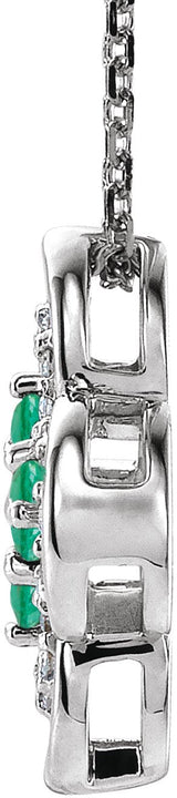 14K Gold Round Lab-Grown Emerald Clover Necklace or Pendant - White Gold - view 2