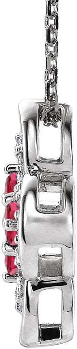 Platinum Round Lab-Grown Ruby Clover Necklace or Pendant - view 2