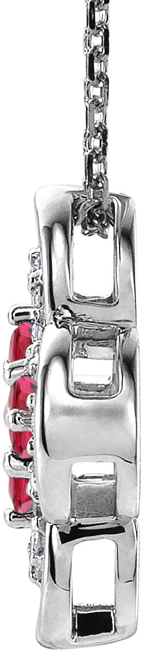 14K Gold Round Natural Ruby Clover Necklace or Pendant – 0.08 CTW - White Gold - view 2