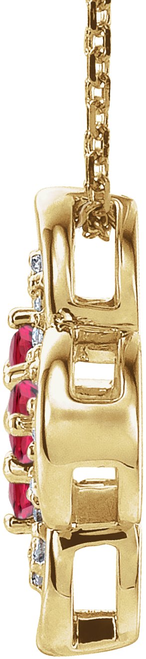 14K Gold Round Natural Ruby Clover Necklace or Pendant – 0.08 CTW - Yellow Gold - view 2