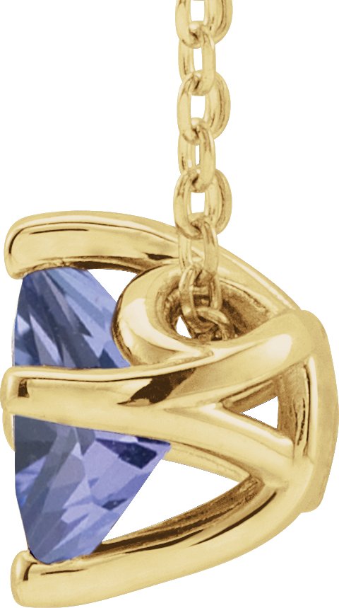14K Gold Square Natural Tanzanite Solitaire Necklace or Slide Pendant - Yellow Gold - view 2
