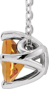 14K Gold Square Natural Citrine Solitaire Necklace or Slide Pendant - White Gold - view 2