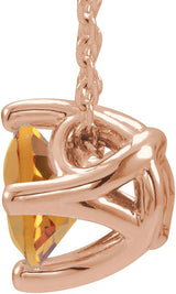14K Gold Square Natural Citrine Solitaire Necklace or Slide Pendant - Rose Gold - view 2