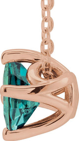 14K Gold Square Lab-Grown Alexandrite Solitaire Necklace or Slide Pendant - Rose Gold - view 2
