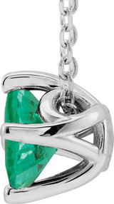 14K Gold Square Natural Emerald Solitaire Necklace or Slide Pendant - White Gold - view 2
