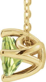 14K Gold Square Natural Peridot Solitaire Necklace or Slide Pendant - Yellow Gold - view 2