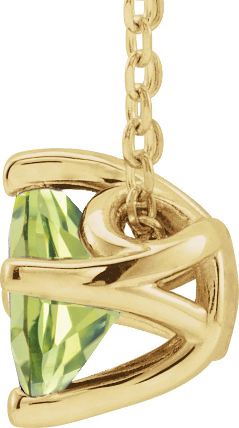14K Gold Square Natural Peridot Solitaire Necklace or Slide Pendant - Yellow Gold - view 2
