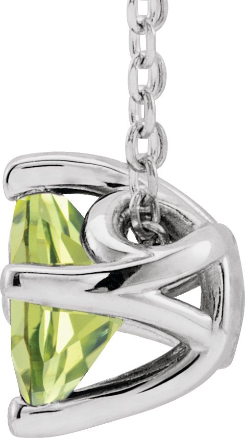 14K Gold Square Natural Peridot Solitaire Necklace or Slide Pendant - White Gold - view 2