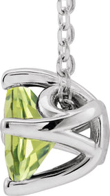 Platinum Square Natural Peridot Solitaire Necklace or Slide Pendant - view 2