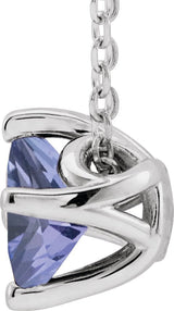 14K Gold Square Natural Tanzanite Solitaire Necklace or Slide Pendant - White Gold - view 2