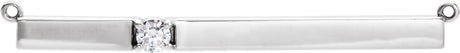 14K Gold Round Lab-Grown Diamond Engravable Accented Bar Necklace - White Gold