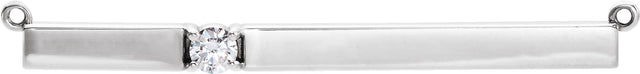 14K Gold Round Lab-Grown Diamond Engravable Accented Bar Necklace - White Gold