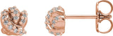 14K Gold Round Natural Diamond Accented Knot Earrings - Rose Gold