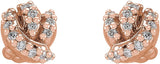 14K Gold Round Natural Diamond Accented Knot Earrings - Rose Gold - view 2