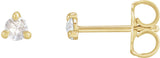 14K Gold Natural Diamond Round 3-Prong Claw Rose-Cut Stud Earrings - Yellow Gold