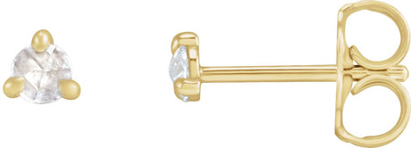 14K Gold Natural Diamond Round 3-Prong Claw Rose-Cut Stud Earrings - Yellow Gold