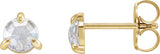 14K Gold Natural Diamond Round 3-Prong Claw Rose-Cut Stud Earrings - Yellow Gold
