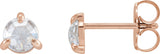 14K Gold Natural Diamond Round 3-Prong Claw Rose-Cut Stud Earrings - Rose Gold