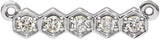14K Gold Round Natural Diamond Five-Stone Bar Necklace - White Gold