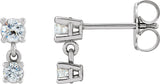 Platinum Round Natural Diamond Two-Stone Earrings – 3mm Stones