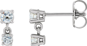 Platinum Round Natural Diamond Two-Stone Earrings – 3mm Stones