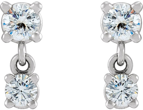 Platinum Round Natural Diamond Two-Stone Earrings – 3mm Stones - view 2