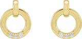 14K Gold Round Natural Diamond Accented Circle Earrings – 1.5mm Stones - Yellow Gold - view 2