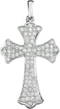 14K Gold Round Natural Diamond Micro Pavé-Style Cross Pendant