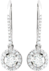 14K Gold Round Natural Diamond Halo-Style Earrings - view 2