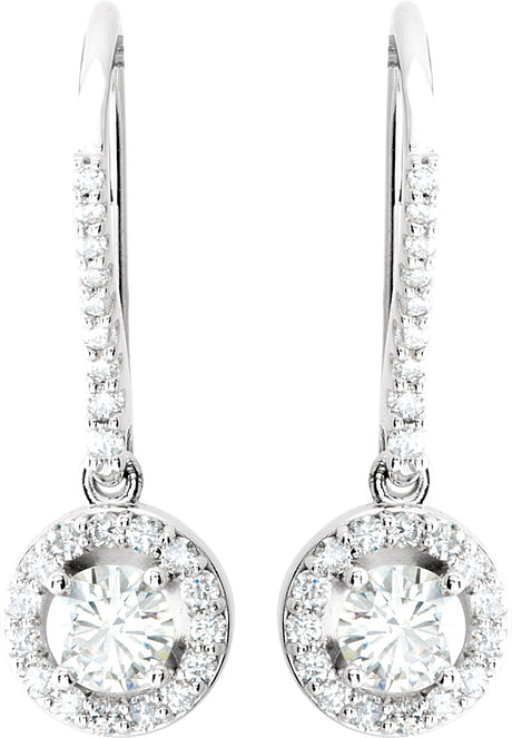 14K Gold Round Natural Diamond Halo-Style Earrings - view 2