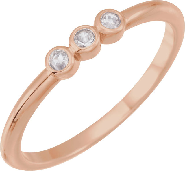 14K Gold Round Natural Diamond Rose-Cut Stackable Ring – 2mm Stones - Rose Gold