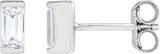 14K Gold Lab-Grown Diamond Straight Baguette Bezel-Set Stud Earrings - White Gold