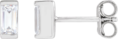 14K Gold Lab-Grown Diamond Straight Baguette Bezel-Set Stud Earrings - White Gold