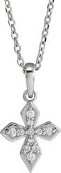 Platinum Round Natural Diamond Petite Cross Necklace or Pendant II