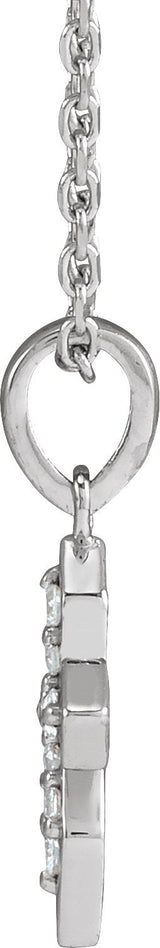 Platinum Round Natural Diamond Petite Cross Necklace or Pendant II - view 2