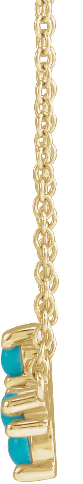 14K Gold Round Natural Turquoise Sideways Cross Necklace - Yellow Gold - view 2