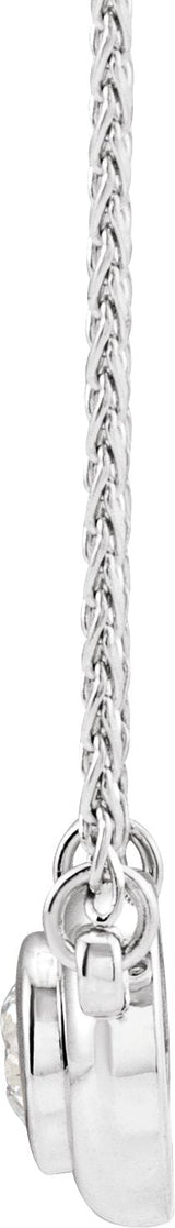 14K Gold Round Natural Diamond Bezel-Set Necklace - White Gold - view 2