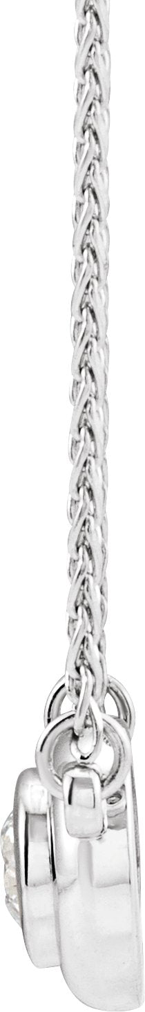 14K Gold Round Natural Diamond Bezel-Set Necklace - White Gold - view 2
