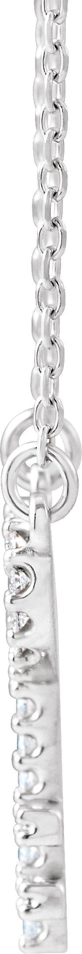 14K Gold Round Natural Diamond Petite Heart Key Necklace - White Gold - view 2