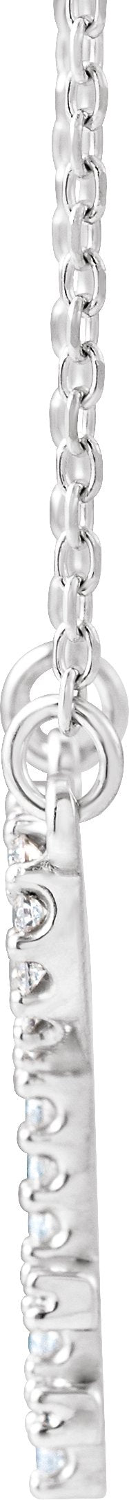 14K Gold Round Natural Diamond Petite Heart Key Necklace - White Gold - view 2