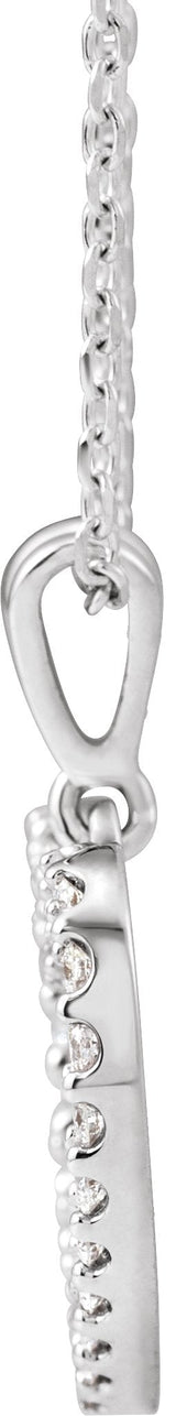 14K Gold Round Natural Diamond Heart Necklace – up to 3/8 CTW - White Gold - view 2