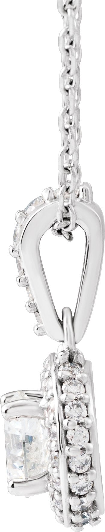 14K Gold Round Natural Diamond Halo-Style Necklace – up to 1 1/4 CTW - view 2
